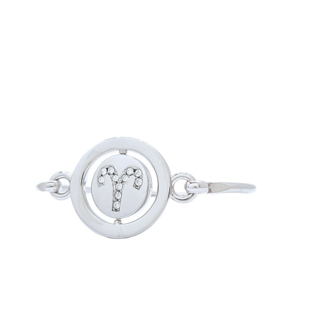 Carolee Aries Zodiac Sign Silver Tone Double Sided Charm Bangle Bracelet